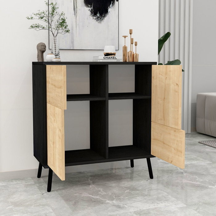 Hanah Home Armario Multiusos Darien - Madera Negra, Roble Zafiro